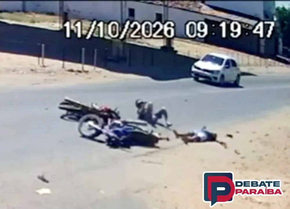 Duas pessoas e criança ficam feridas após colisão envolvendo motocicletas, no município de Sousa