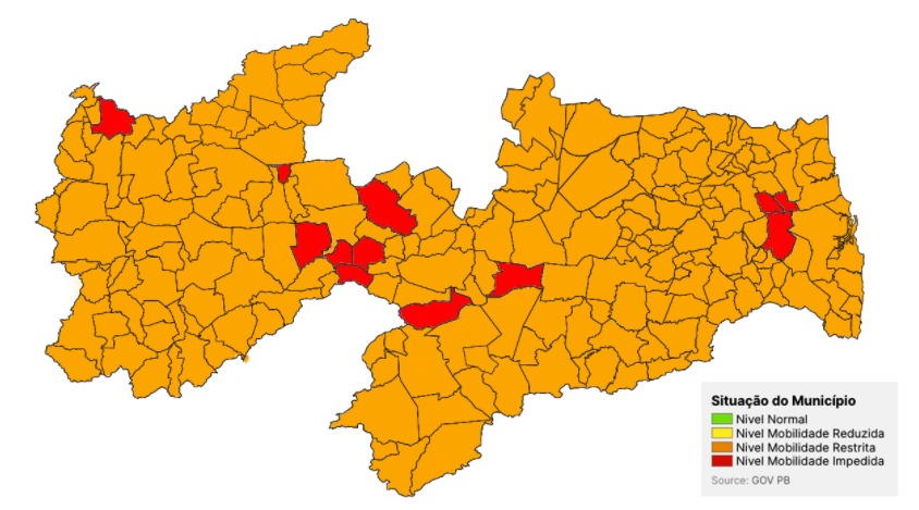 O documento também confirma de que houve um acréscimo de 5% no total de cidades em bandeira vermelha (Foto: Reprodução)
