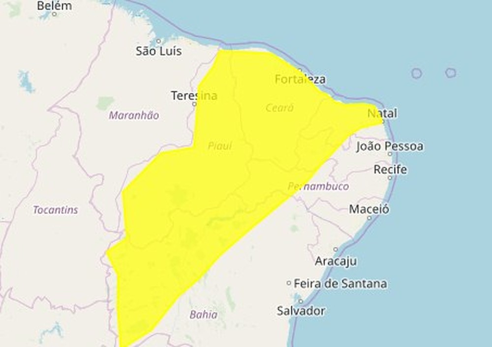 Alerta de chuvas para 81 municípios da PB. Imagem: Reprodução