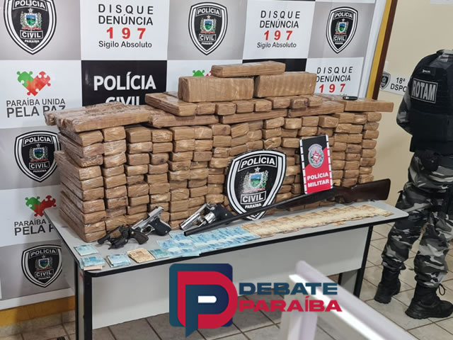 Meia tonelada de droga e armas são apreendidas em operação conjunta das Polícias Civil, Militar e Bombeiros na região de Catolé do Rocha