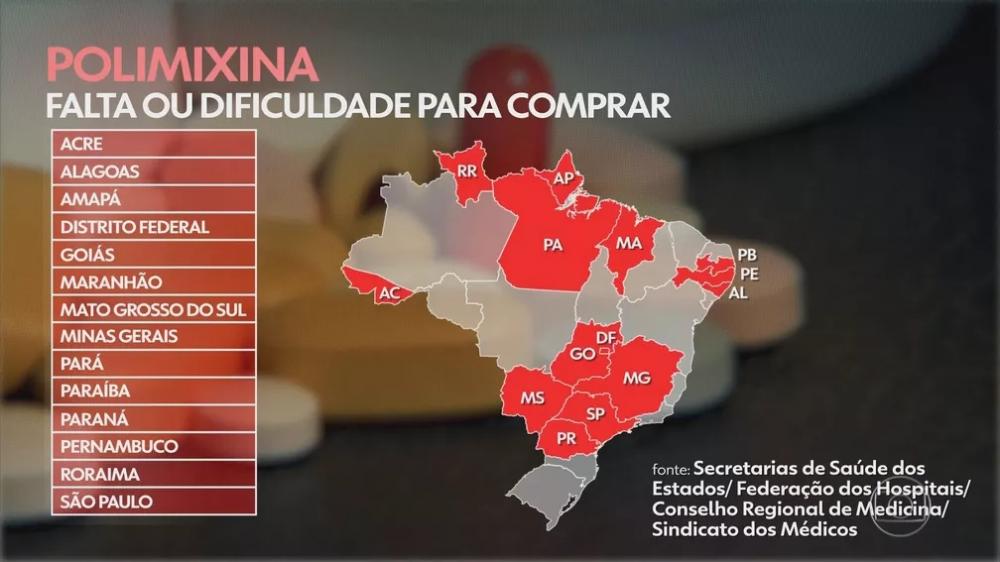 Treze estados e o Distrito Federal estão com falta ou dificuldade para comprar o antibiótico. — Foto: Reprodução/TV Globo