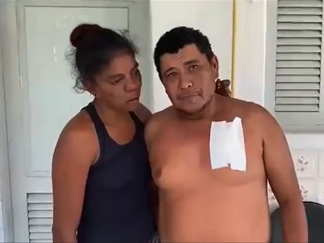 Ao receber alta médica, Reginaldo Pereira disse que perdoava sua amada e ambos fizeram as pazes com um beijo (Foto: Reprodução João Alencar)