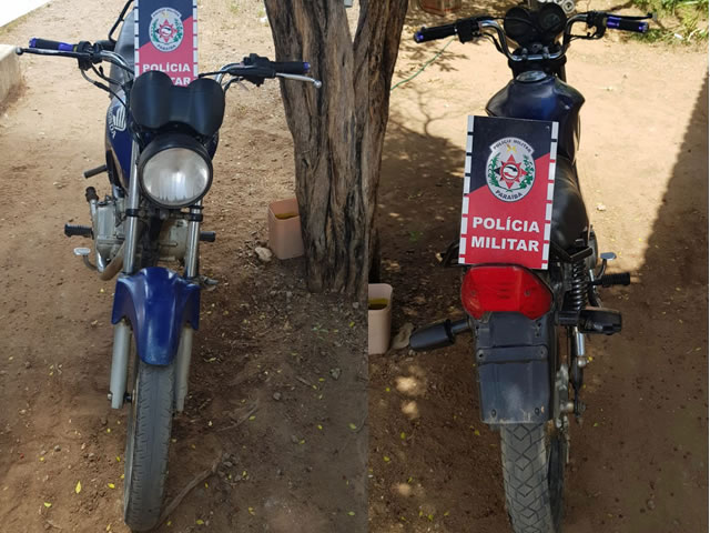 Ao ser feita a abordagem e verificação no sistema, foi constatado que a moto havia sido roubada no último dia 24 de agosto (Foto: Reprodução)
