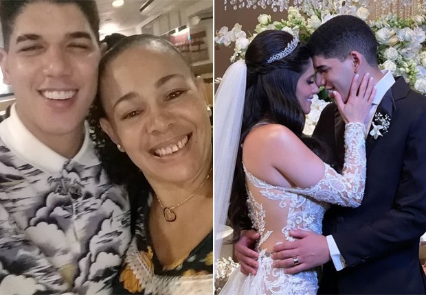 A celebração, religiosa e civil, foi ao ar livre e decorada com flores brancas. Xand Avião, amigo do casal, foi um dos famosos presentes. (Foto: Reprodução).