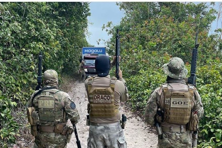 Criminosos tentaram roubar uma carga que estava em um caminhão da empresa Magazine Luiza (Foto: Reprodução)