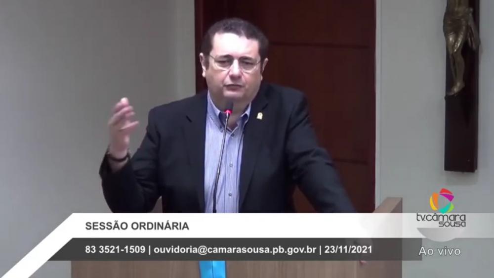 Cacá Gadelha fez uso da palavra em plenário da Câmara e falou sobre a insegurança que Sousa vem sofrendo (Foto: Reprodução/You Tube)