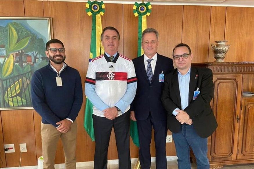 Márcio Tannure, Jair Bolsonaro, Rodolfo Landim e Alexsander Santos se reúnem em Brasília — Foto: (Foto: Divulgação).
