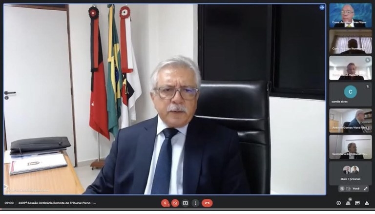 Imagem da sessão do Pleno do Tribunal de Contas da Paraíba na manhã desta quarta-feira (02) (Foto: Reprodução/TCE-PB/You Tube)