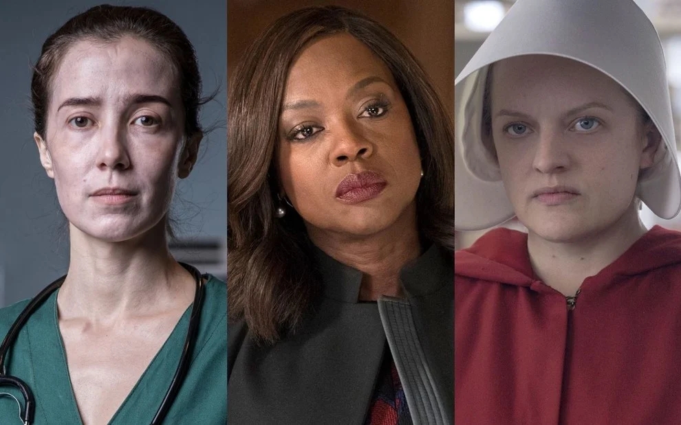 Marjorie Estiano, Viola Davis e Elisabeth Moss interpretam mulheres poderosas em séries (Foto: REPRODUÇÃO TV GLOBO/ABC/HULU)