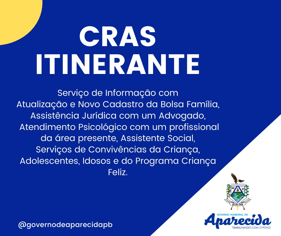 CRAS itinerante acontecerá na zona rual de Aparecida. (Foto: Reprodução).