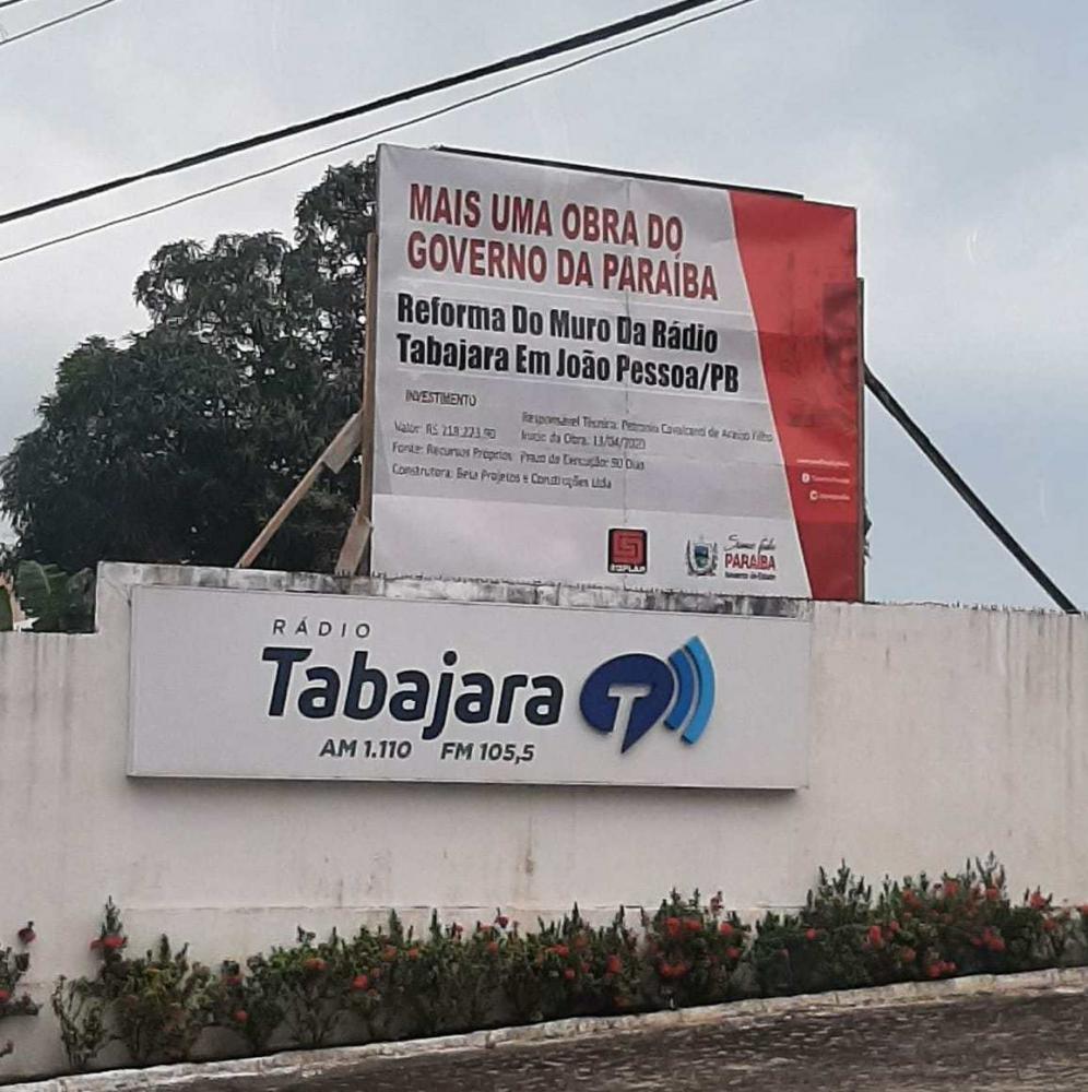 Reforma do muro da Rádio Tabajara custará mais de R$ 200 mil reais. (Foto: Reprodução).