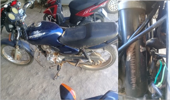Moto apreendida pela PMPB em Conceição (Foto - Reprodução)