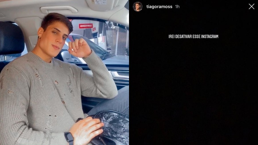 Apesar do anúncio, minutos depois, Tiago postou um selfie no feed. Sua conta continuou no ar até 1 hora depois da publicação do story de despedida. (Foto: Reprodução).