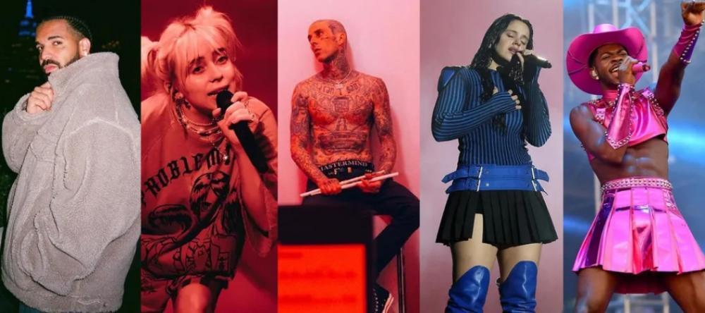 Drake, Billie Eilish, Blink 182, Rosalía e Lil Nas X estão entre as atrações principais do Lollapalooza 2023 — Foto: Reprodução/Instagram - Rich Fury / Getty Images via AFP