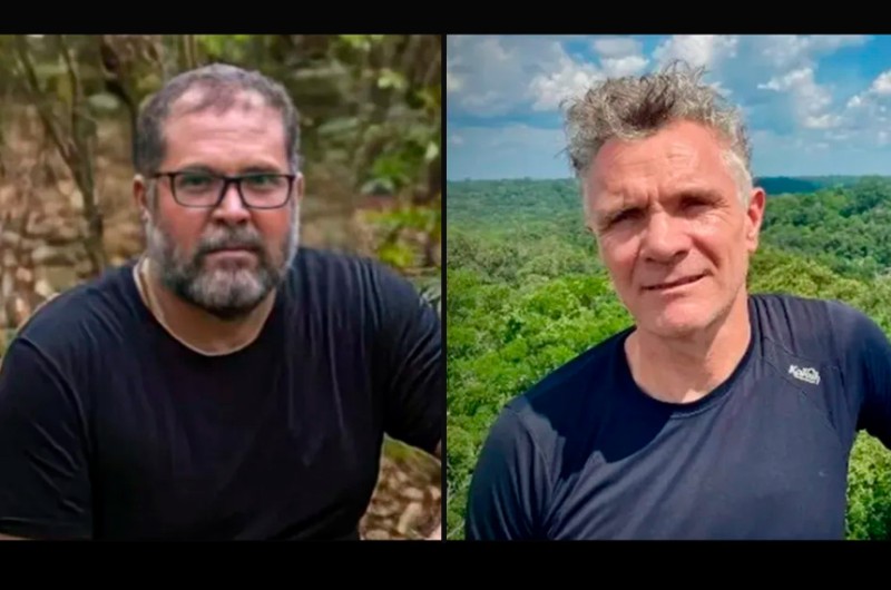 O servidor licenciado da Funai Bruno Pereira e o jornalista Dom Phillips foram assassinados em junho - Reprodução