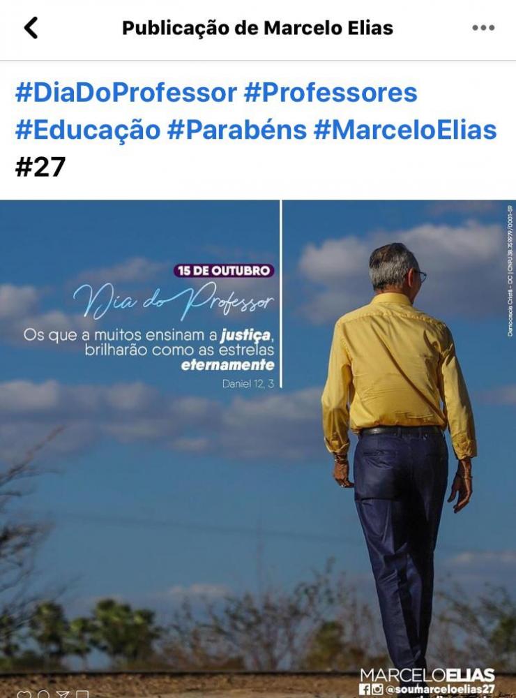 Para Marcelo Elias, ser professor é ter nas mãos o poder de transformar o mundo, e escrever a história do futuro (Foto Reprodução Redes Sociais)