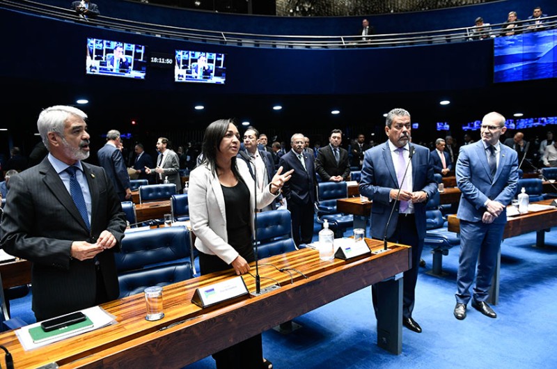 Humberto Costa (esq) e Eliziane Gama (ao microfone) foram os autores do requerimento para ampliar a comissão - Roque de Sá/Agência Senado