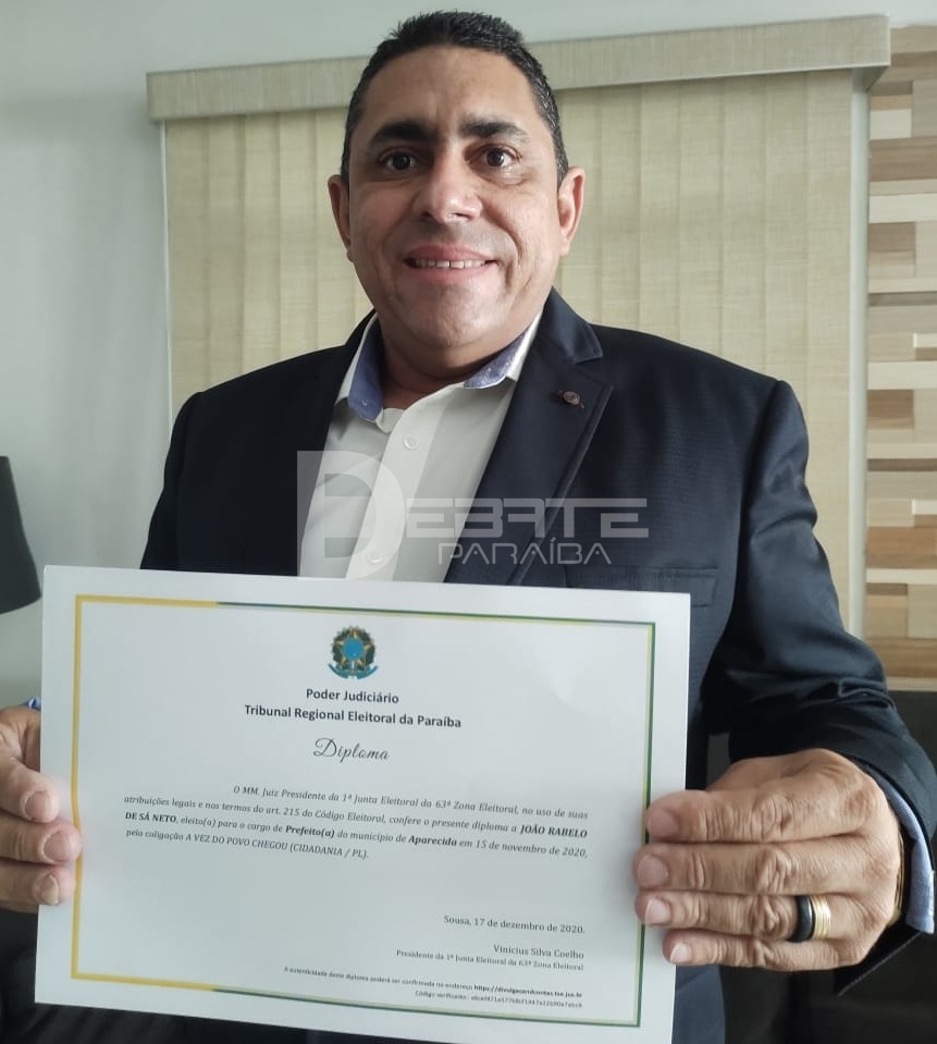 João Neto é diplomado em Aparecida. (Foto: Reprodução).