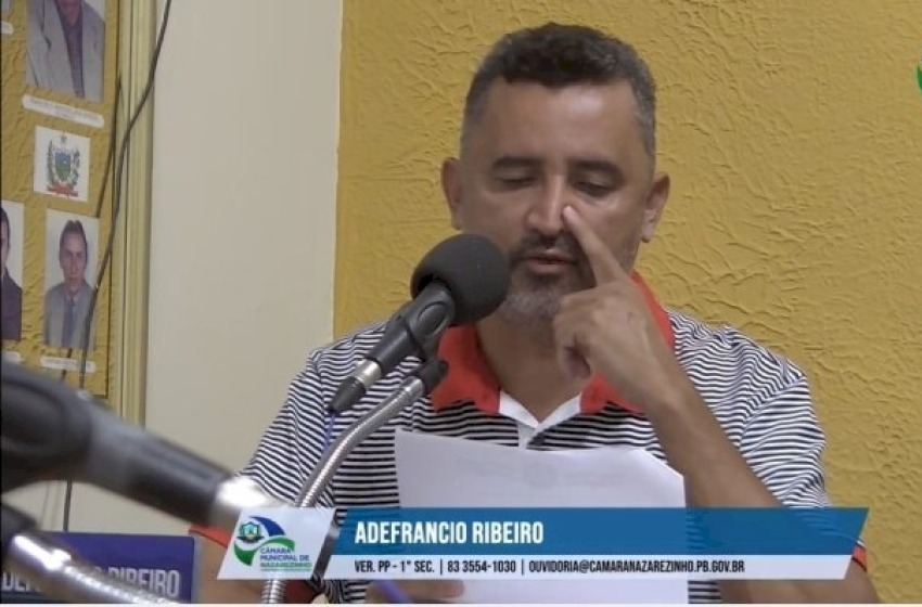 Vereador Adefrâncio Ribeiro (PP), do município de Nazarezinho. (Foto: Reprodução).