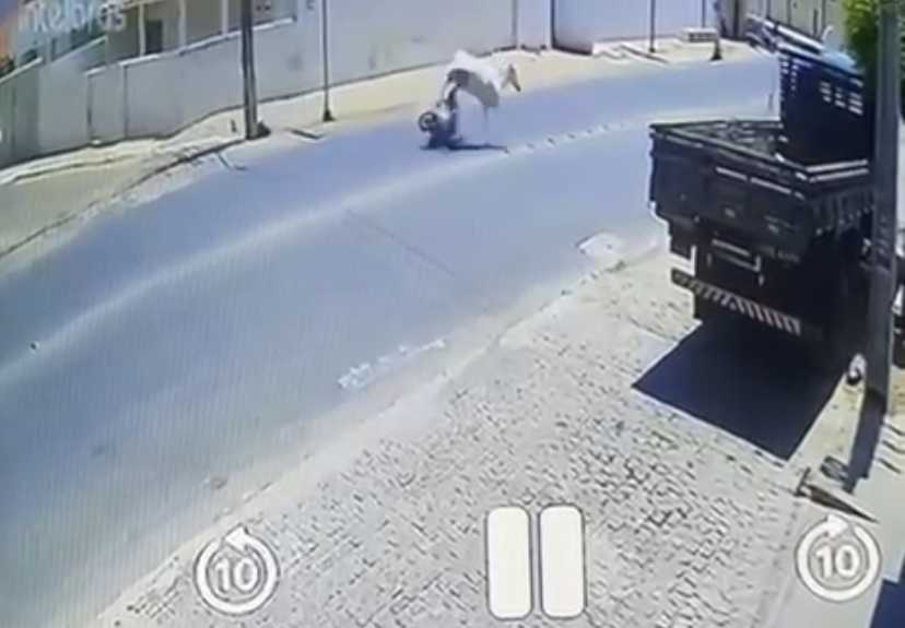 O condutor da moto teve ferimentos leves, sendo registrado danos materiais na motocicleta. (Foto: Reprodução).