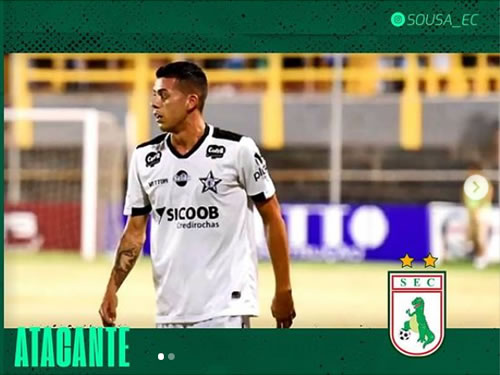 Jogador tem 23 anos e é o primeiro nome confirmado pelo Dinossauro para o setor ofensivo (Foto: Reprodução Redes Sociais Sousa EC)