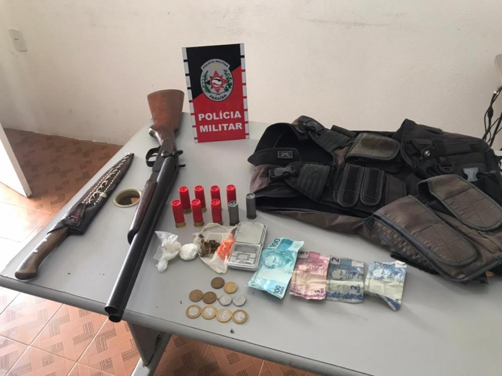 Todo material localizado foi encaminhado à Delegacia de Policia Civil para realização dos procedimentos necessários (Foto: Divulgação PMPB)