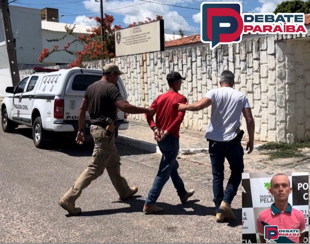 Após ser capturado, o indivíduo foi conduzido à delegacia de Polícia Civil de Sousa, e apresentado a autoridade policial judiciária, para serem realizados os procedimentos que determinam a lei (Foto: Reprodução Debate Paraíba)