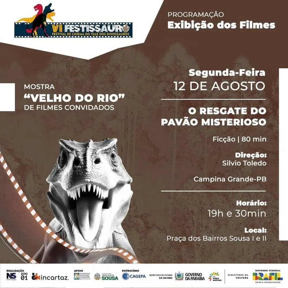 O Festissauro está em sua 6ª edição. Este ano, o grande homenageado pelo evento é o ator paraibano Buda Lira, que também deve marcar presença na programação. (Foto: Reprodução).