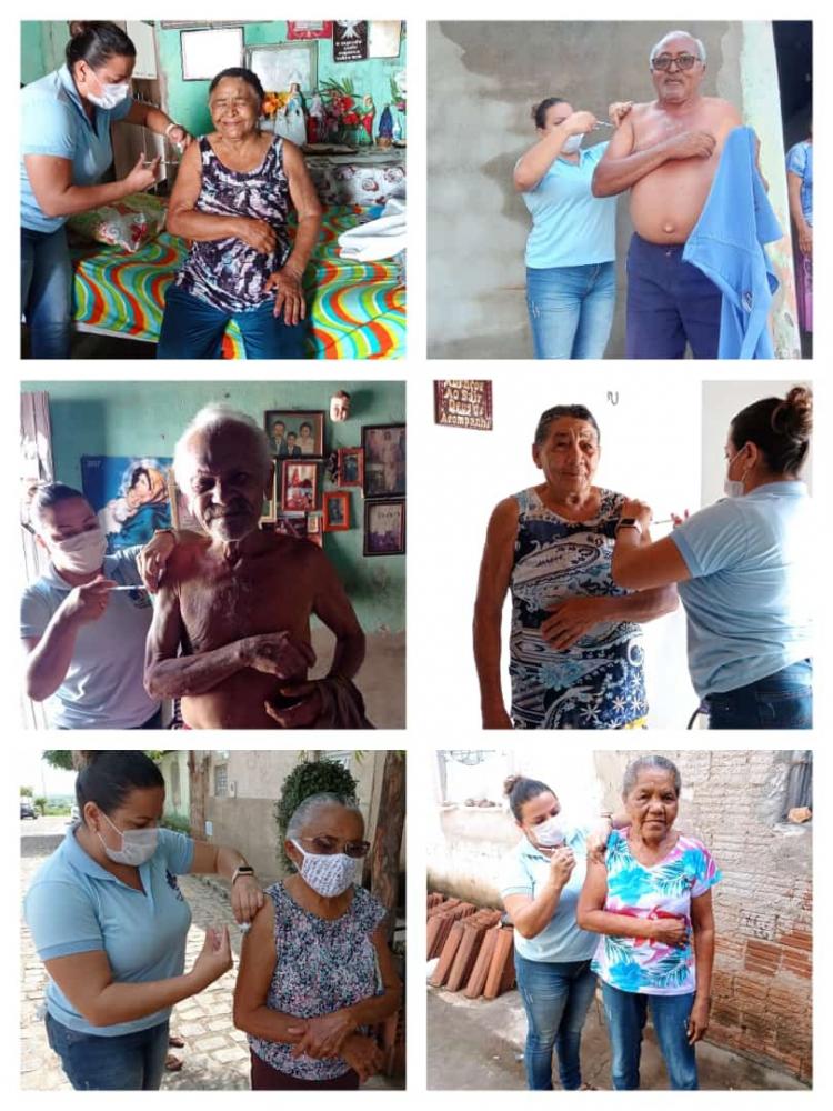Destaca-se que todos os Idosos na faixa etária acima de 73 anos já foram vacinados e em suas residências. (Foto: Reprodução).