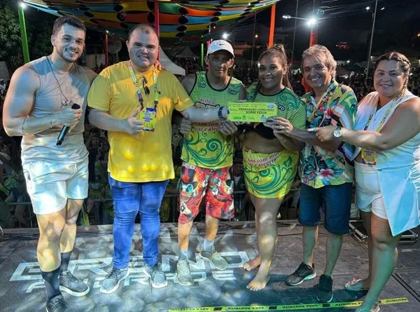 Com a realização da folia no Distrito de São Gonçalo, o 1º colocado foi o Bloco Pitu Dance do Conjunto Frei Damião, com a premiação de R$ 1.500,00. (Foto: Reprodução).