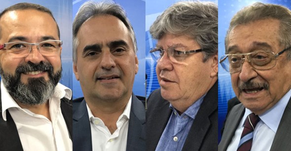 Candidatos ao governo da Paraíba. (Foto: TV Arapuan).