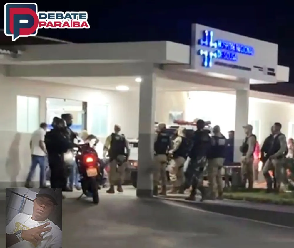 O suspeito alvejado foi socorrido ao Hospital Regional de Sousa (Foto: Reprodução)