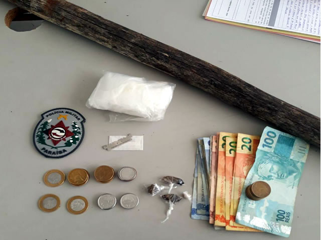 O material e as partes foram encaminhados à Delegacia de Polícia Civil para procedimentos legais inerentes (Foto: Divulgação PMPB)